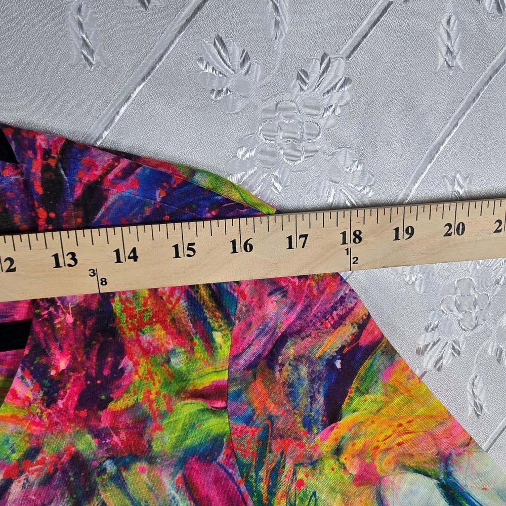 Leoma Lovegrove Tunic Top Woman Large Colorful Bicycle Print 3/4 Sleeve Artsy‎ - Picture 7 of 9